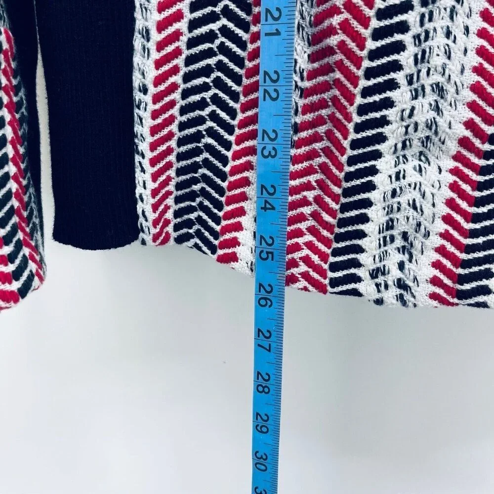 Chico’s Sweater Moto Jacket Size 1 Women’s Red White Black Pullover New - Picture 14 of 16